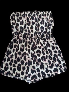 Women’s size medium Leopard Print Strapless One-Piece Romper - Black & Cream